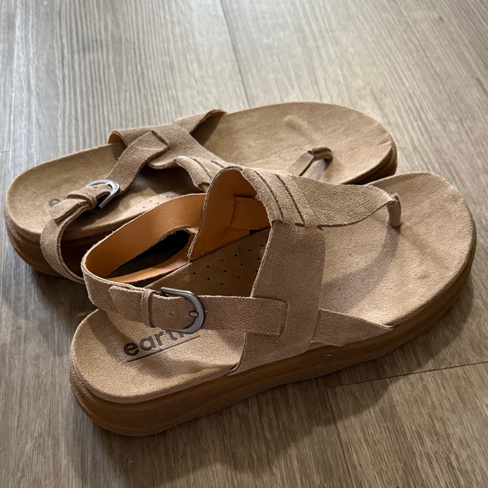 Earth Tan Suede Sandals - Picture 6 of 9